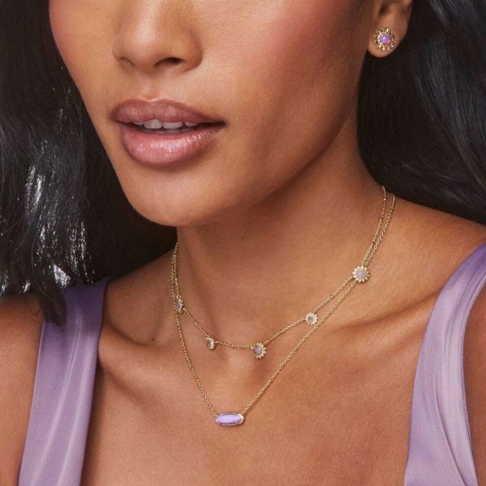 Kendra Scott Gold and Lavender Necklace new - Picture 2 of 5